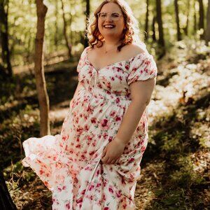 Arula Silky Pink Floral Dress